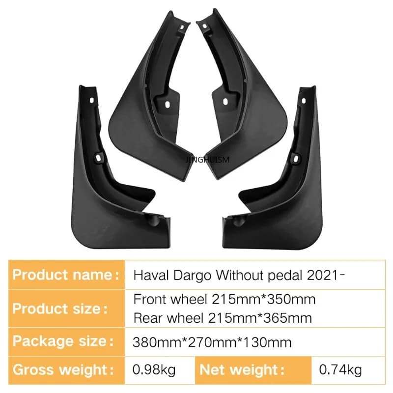 Car Mud Flaps For Great Wall Dargo Without pedal 2021-2022 Auto Parts Black Splash Guards Mudguards Exterior Tire Mud Protection