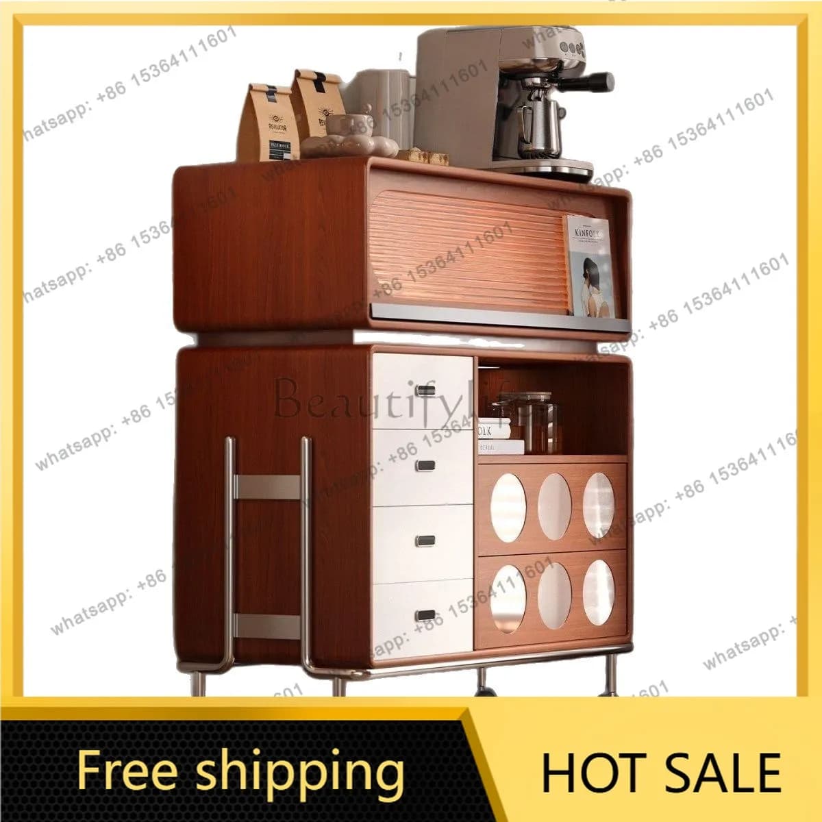FG solid wood medieval coffee porch cabinet living room retro storage locker