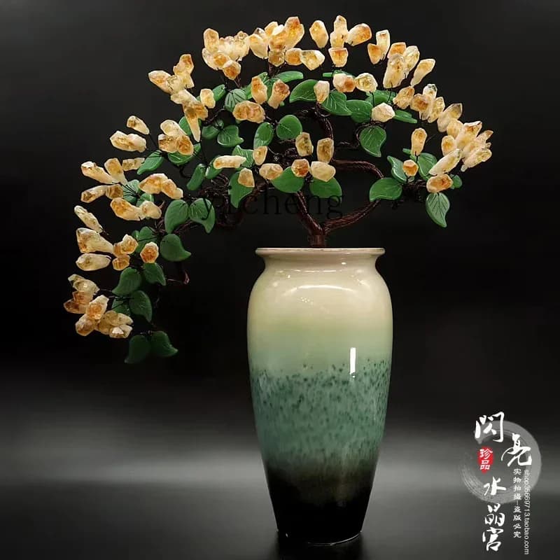 FF Natural Citrine Lucky Tree Home Money Tree Entrance Living Room Fortune Tree Ornament