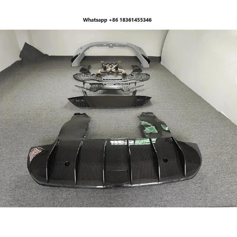 For Premium Car Accessories Hot Selling Upgrade Semi Carbon Fiber Bumper, Rear Diffuser Grille, Exhaust Body Kit Durable