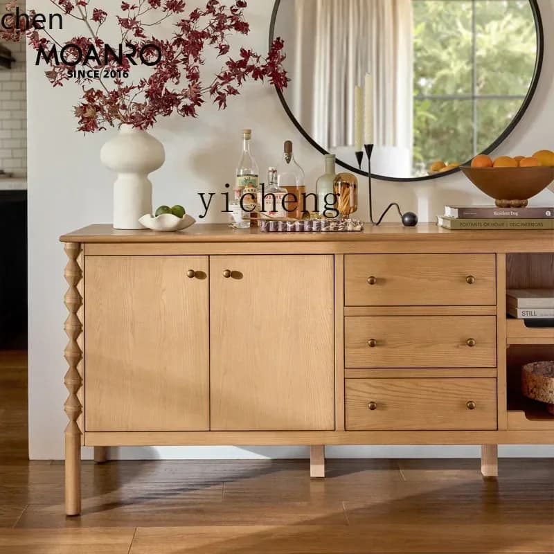 PYH side cabinet wabi sandy wind retro solid wood storage porch storage cabinet home accessories