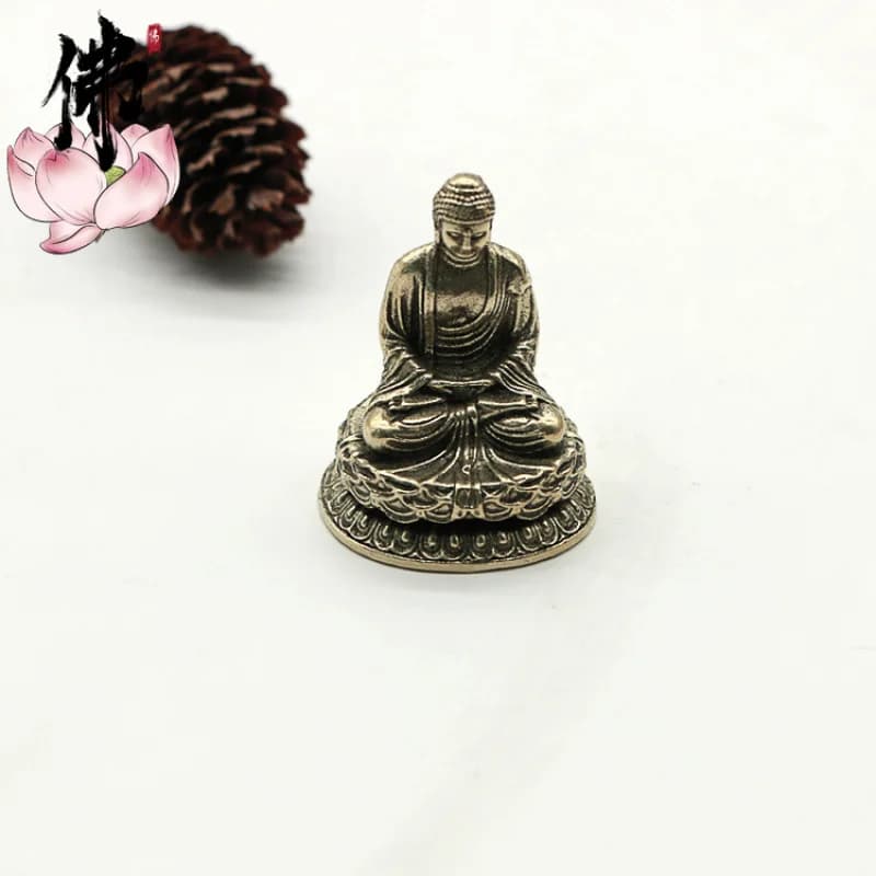 Vintage Driving Figurine Antique Imitation Small Bronze Decorative Craft Zen Buddha Statue Brass