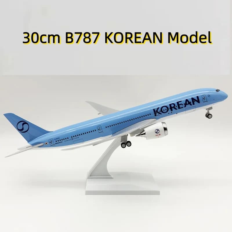 Aviation B787 Plane 30cm Korean Airways Model Simulation Airplane 1/240 Scale Aircraft Resin With Base Display