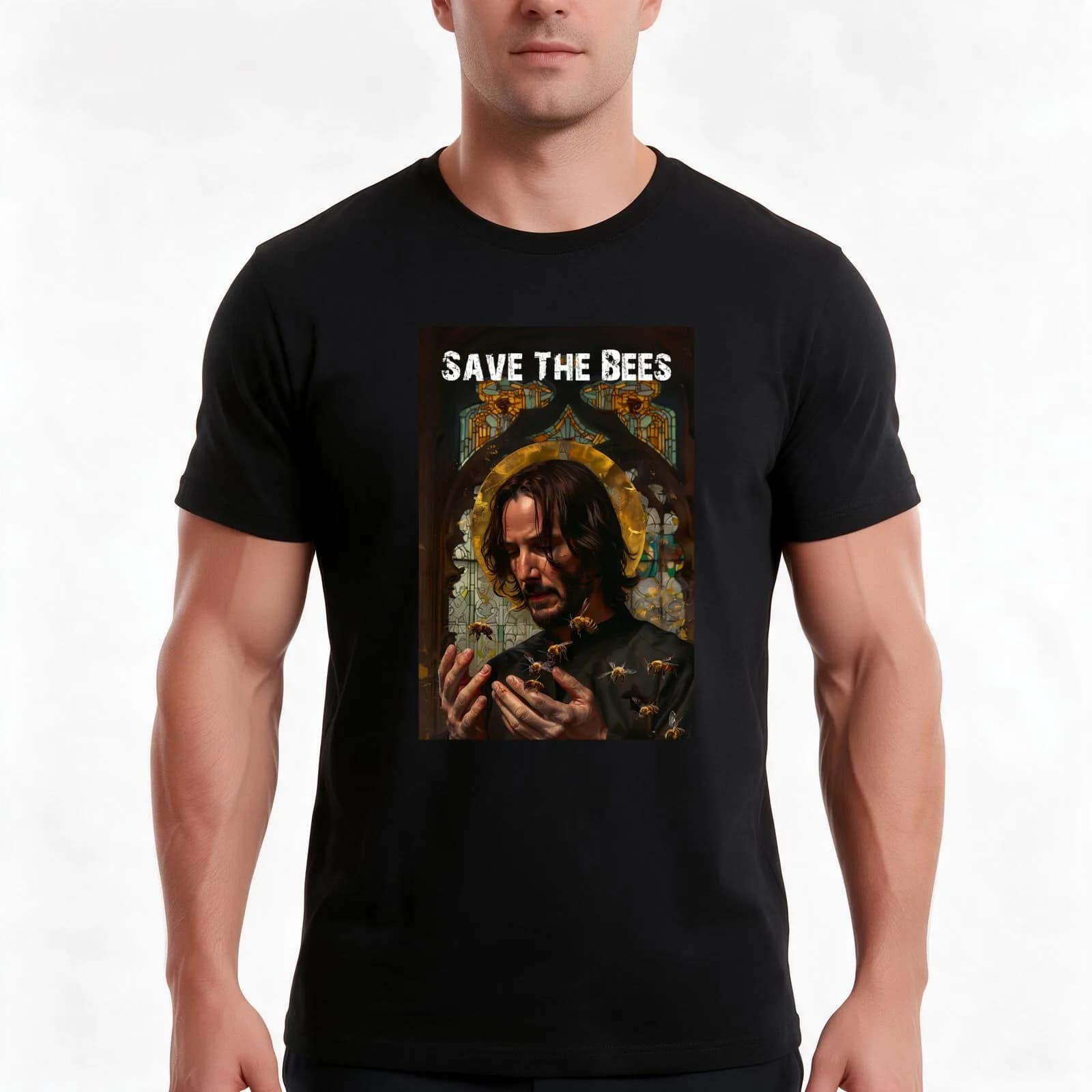 Save The Bees, Keanu Saint, Bee, BABA YAGA, JOHN WICK and Bees, Keanu Christ T-Shirt, Summer Casual Cotton Tee, Unisex Men Women
