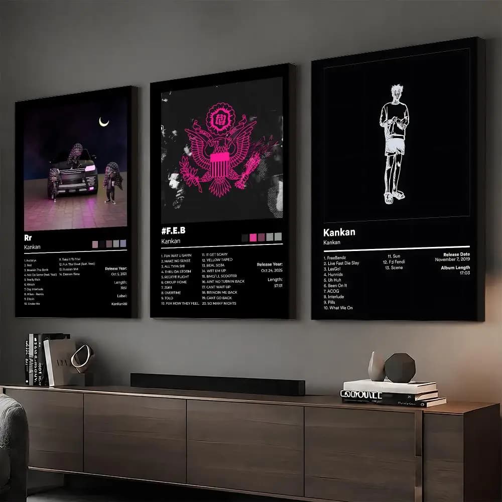K-Kankan Rapper Album Painting Calligraphy HD Modern Style Inner Frame Canvas Poster Bedroom Room Hallway Wall Art Decor