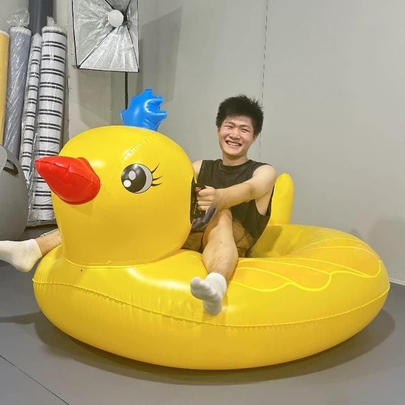 Inflatable Big Yellow Duck Floating Row, Playground Swimming Pool Big Yellow Duck Mount, Inflatable Floating Row Bed