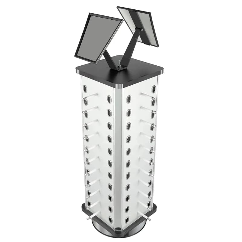 44 Pairs Rotating Eyeglasses Display Stand with 2 Mirrors 86cm Large Capacity Freestanding Sunglass Holder for Shops