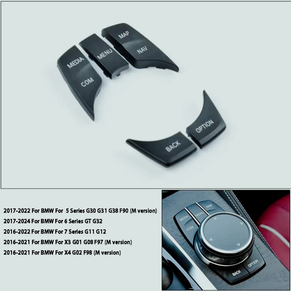 ZF-F Cubierta  botón multimedia I-Drive para consola BMW G30 G31 G38 G32 G11 G12 X3 X4 F90 F97 F98 PC+ABS resistente al sgaste