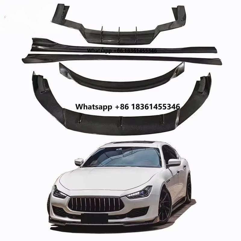 For Maserati18-23 Upgrade 3D Style Body Kit Front Lip Rear Diffuser Side Skirts Rear Spoiler Top Ranking Carbon Fiber