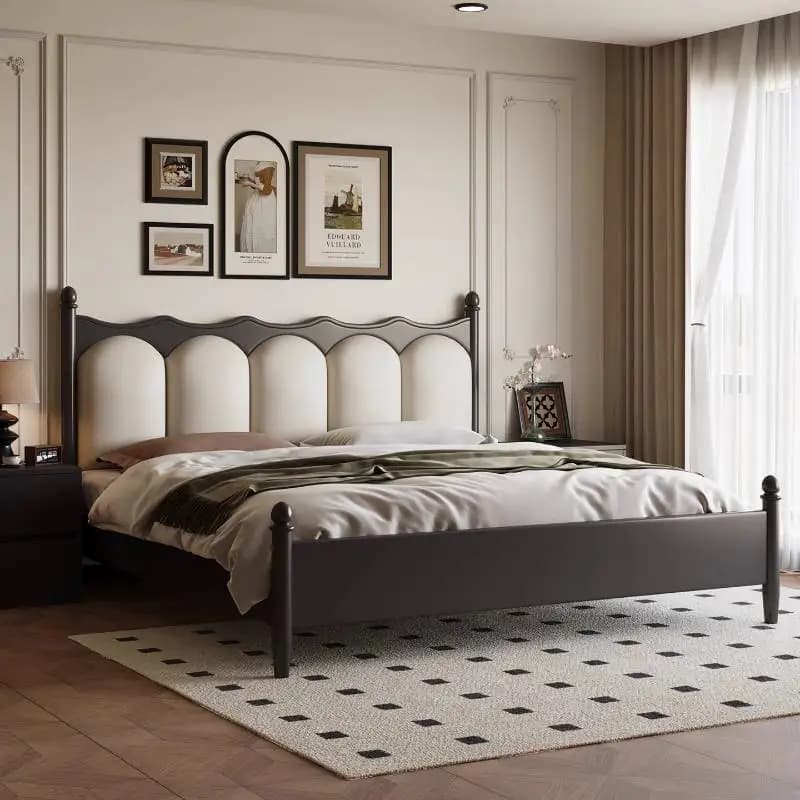 Modern Cheap Double Bed Nordic Vintage Wooden Storage Cloud Double Bed Lit Luxe Japanese Adults Camas De Dormitorio Furniture