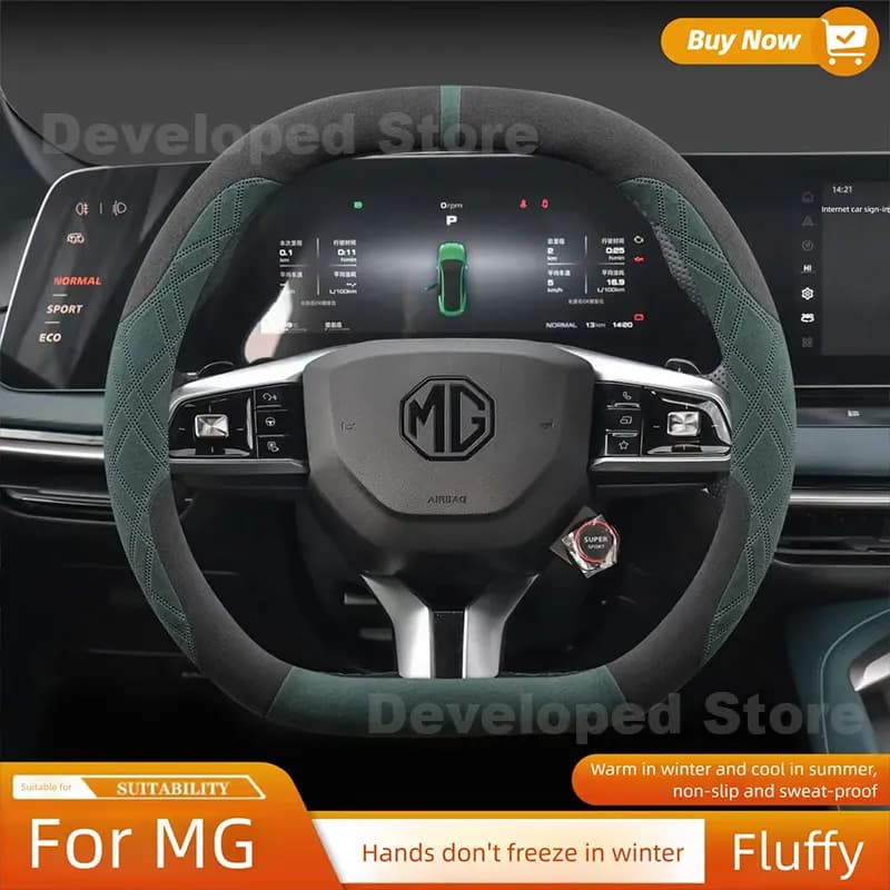 Suede Warm Car Steering Wheel Cover For NEW MG 3 5 7 Scorpio ONE HS ZS Mulan 4 EV ES5 S9 2026 Heating Steering Cover Accessories