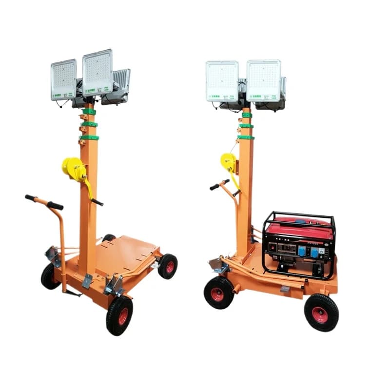 Hand push mobile lighting car 4 meters hand crank lifting mast mobile   lighting work light LED lamp holder lighthouse