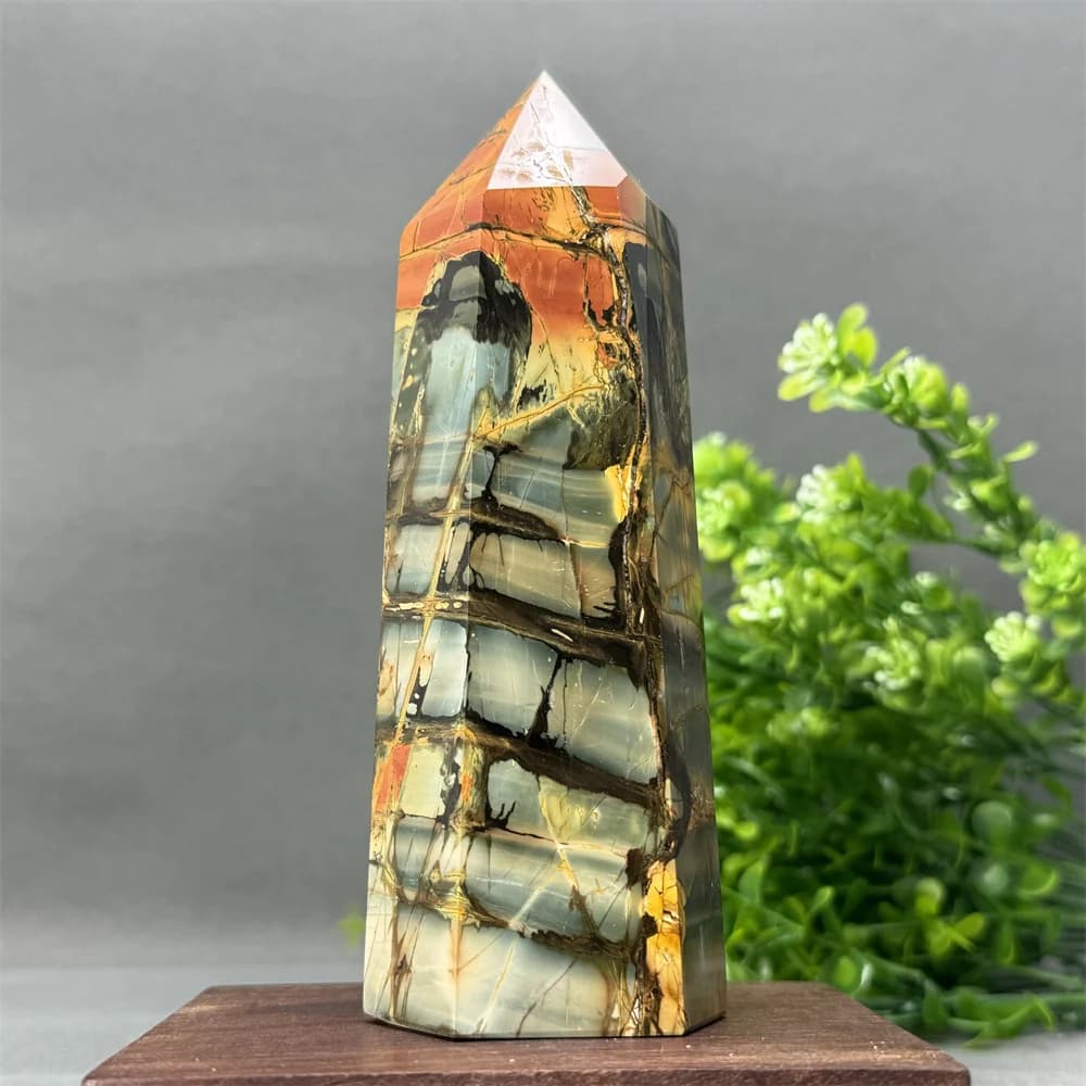 Natural Stone Red Turquoise Hex Wand Cream Reiki Healing Energy Meditation Spiritual Prayer Witchcraft Home Feng Shui Decoration