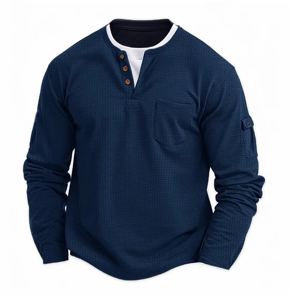 New Spring Autumn Men's Casual Sports Button Neck Crew Neck Long Sleeve Polo T-shirt Comfortable Henley Top Male Basic Clothing