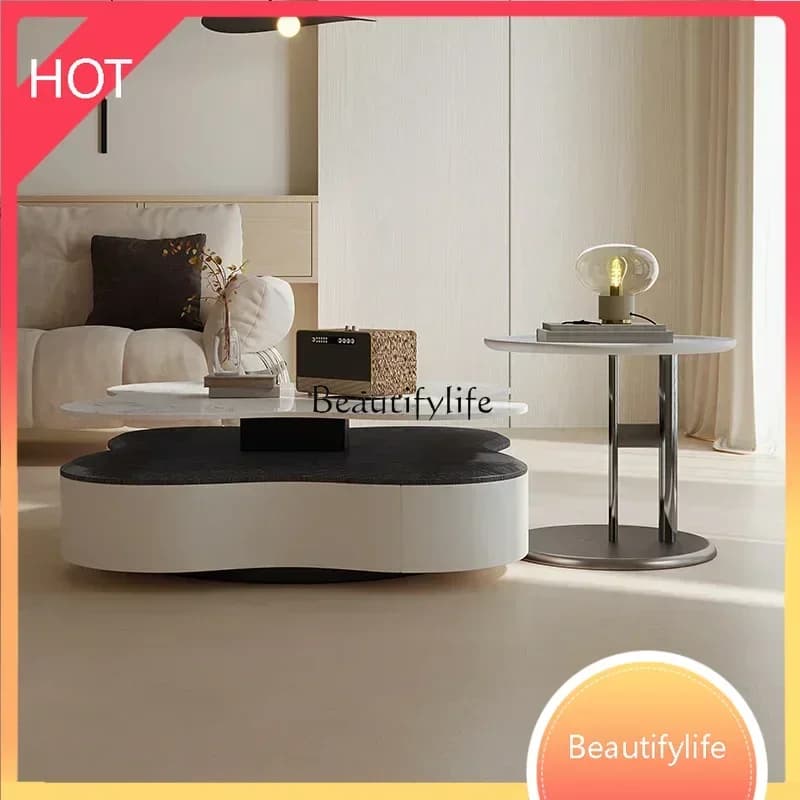 style  French cream wind cloud coffee table creative special-shaped petal rock plate coffee table combination ss 8617