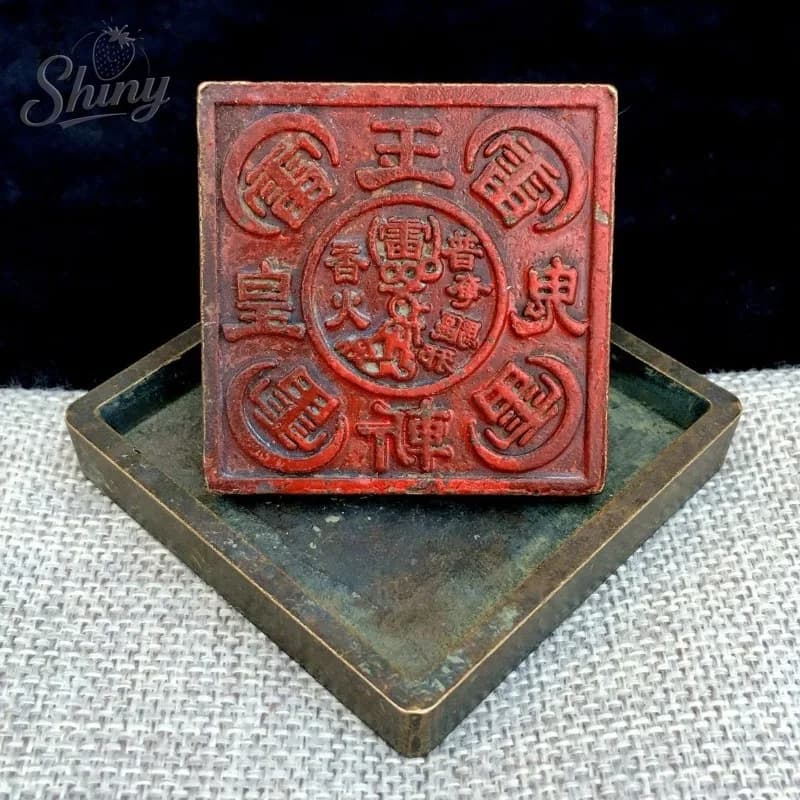 Five Thunder Ghost-Slaying Seal Pure Copper Taoist Seal Antique Replica Ritual Object Collectible Display Piece