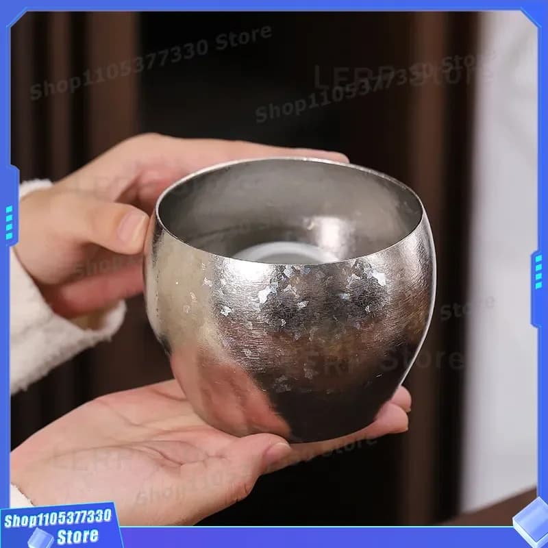 Pure Titanium Large Ice Flower Pattern Tea Wash Basin for Kung Fu Set Crystal Cup Cleaning Residue Tank Household Water Bowl