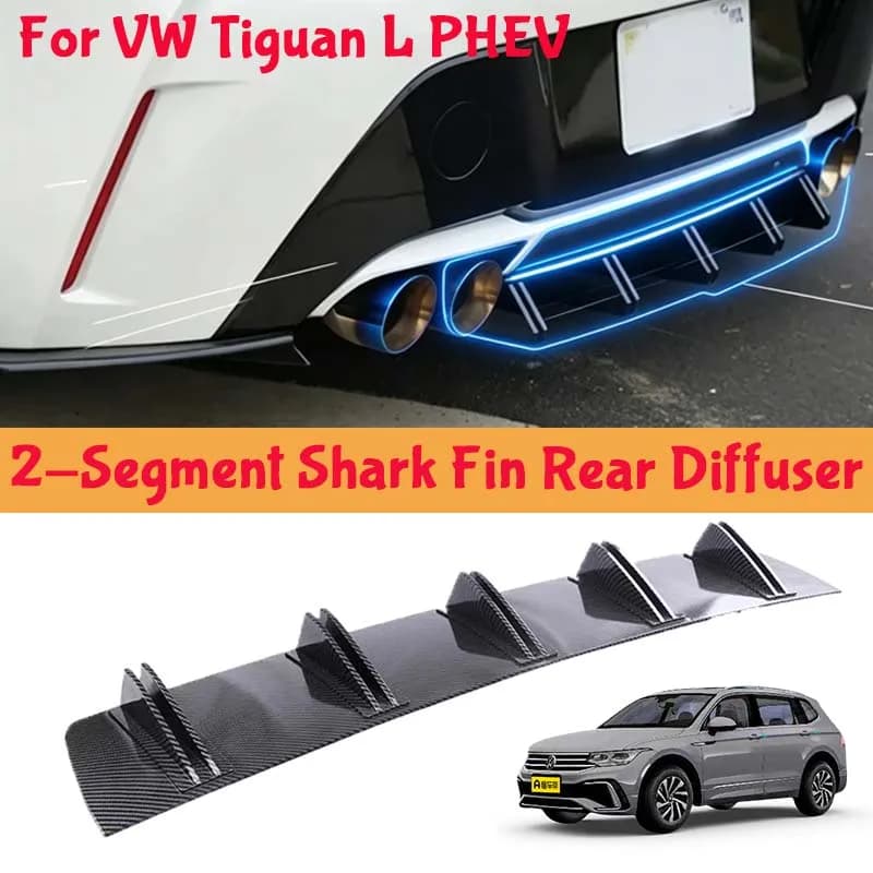 For VW Tiguan L PHEV Shark Fin Rear Diffuser Split Chassis Spoiler Auto Aerodynamic Parts Aerodynamic Modification
