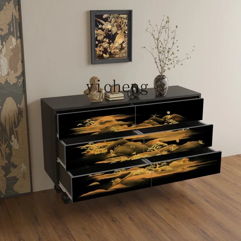 GZ-28  Solid Wood Six-Drawer Cabinet for Bedroom and Living Room, Wall-Mounted Chest of Drawers
