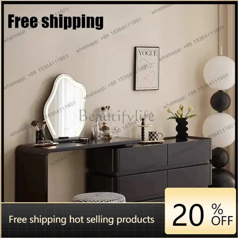 X4 Number Of Drawers 6 Cream Style Black Chest Of Drawers Minimalist Modern Retractable Dressing Table Makeup Vanity Makeup Desk