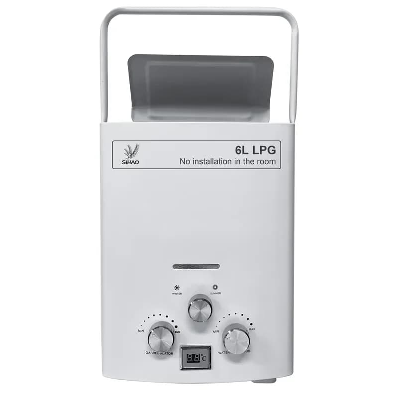 LP Propane Tankless Water Heater 6L for Outdoor Camping Shower Bath Stainless Steel Instant Hot Water
