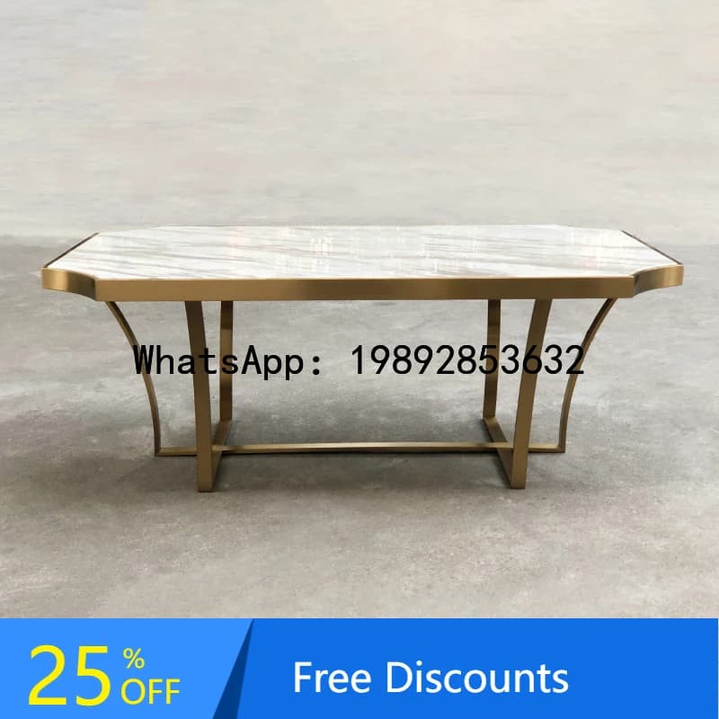 XL Irregular Coffee Table with Jazz White Marble Top, Stainless Steel Mirror Surface, and Zirconium Gold Base