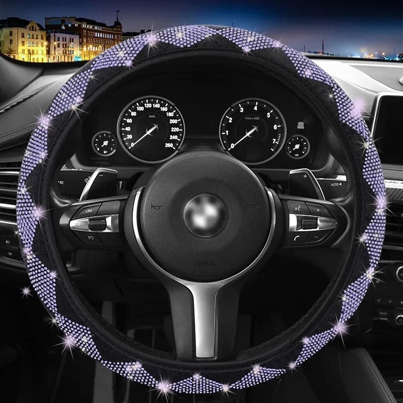 Fashion Shiny Rhinestone Car Steering Wheel Cover,Elastic Diamond Studded Car Steering Wheel Case,Car Decoration Accessories