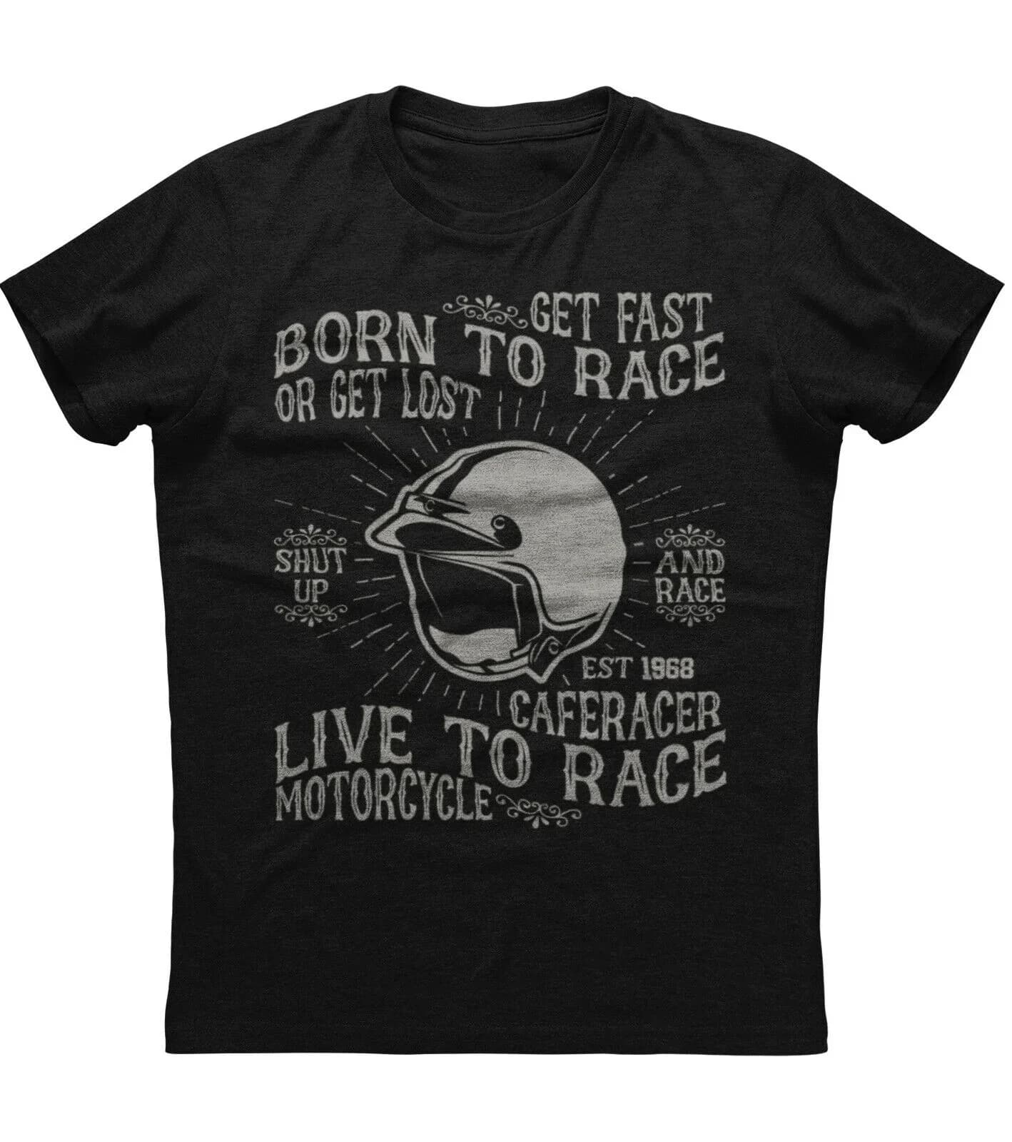 Born To Race Live To Race. Retro Motorcycle Racer T-Shirt 100% Cotton O-Neck Summer Short Sleeve Casual Mens T-shirt Size S-3XL