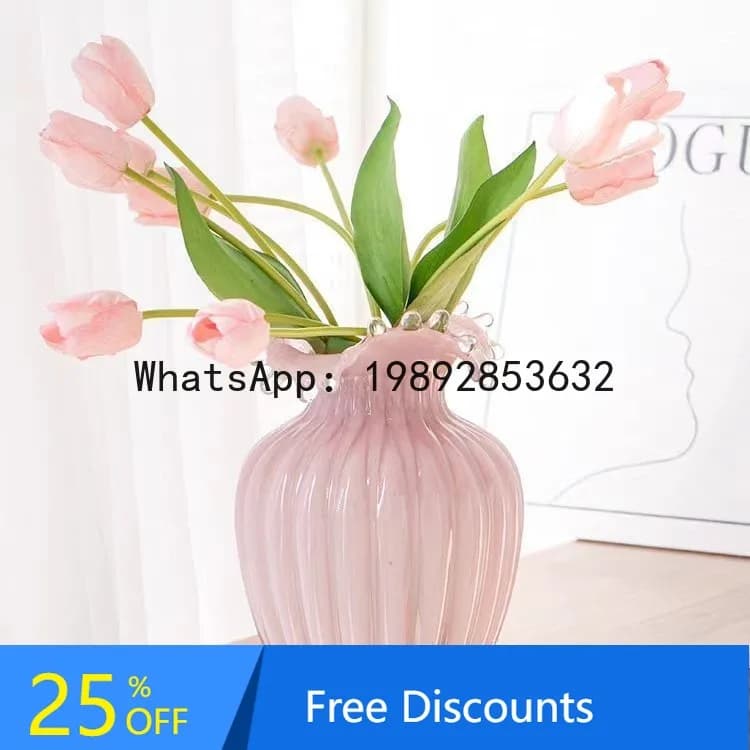 CZ  Vintage Fenton Gift Home Glass Cream Vase Flower Arrangement Vase Ornament Internet Celebrity Creative Flower Arrangement