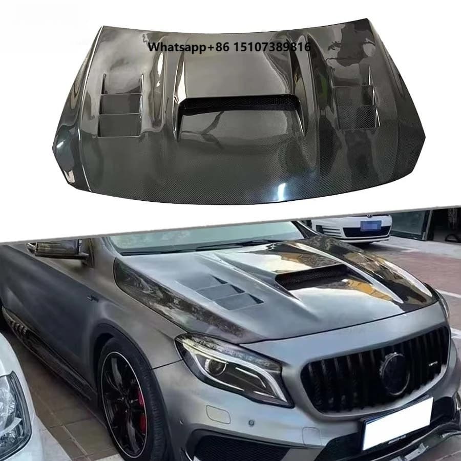 High Quality Carbon Fiber Front Bonnet Hood for  GLA45 X156 2014-2017 Body Kit Engine Hood Cover Car Accessories