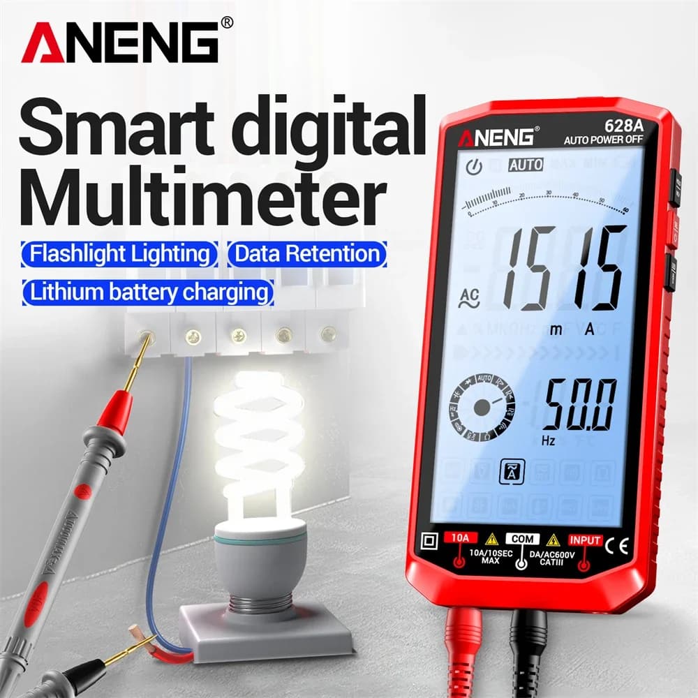 Smart Precise Digital Multimeter Tester ANENG 628A AC/DC Voltage Current High Definition Backlit Large Screen Electrician Tools