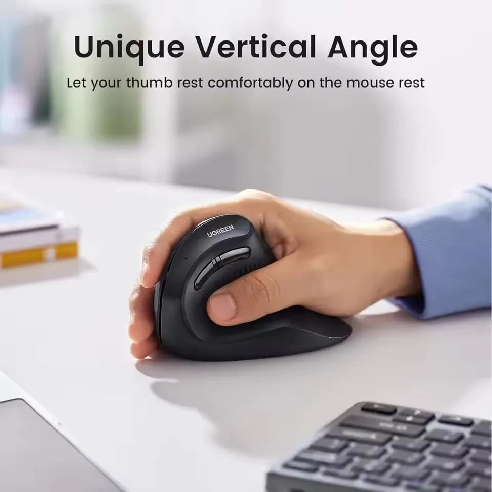 MU008 UGREEN Vertical Wireless Bluetooth Mouse Ergonomic 5 Buttons 1000/1600/2000/4000 DPI 2.4G Mouse for Laptop PC Computer