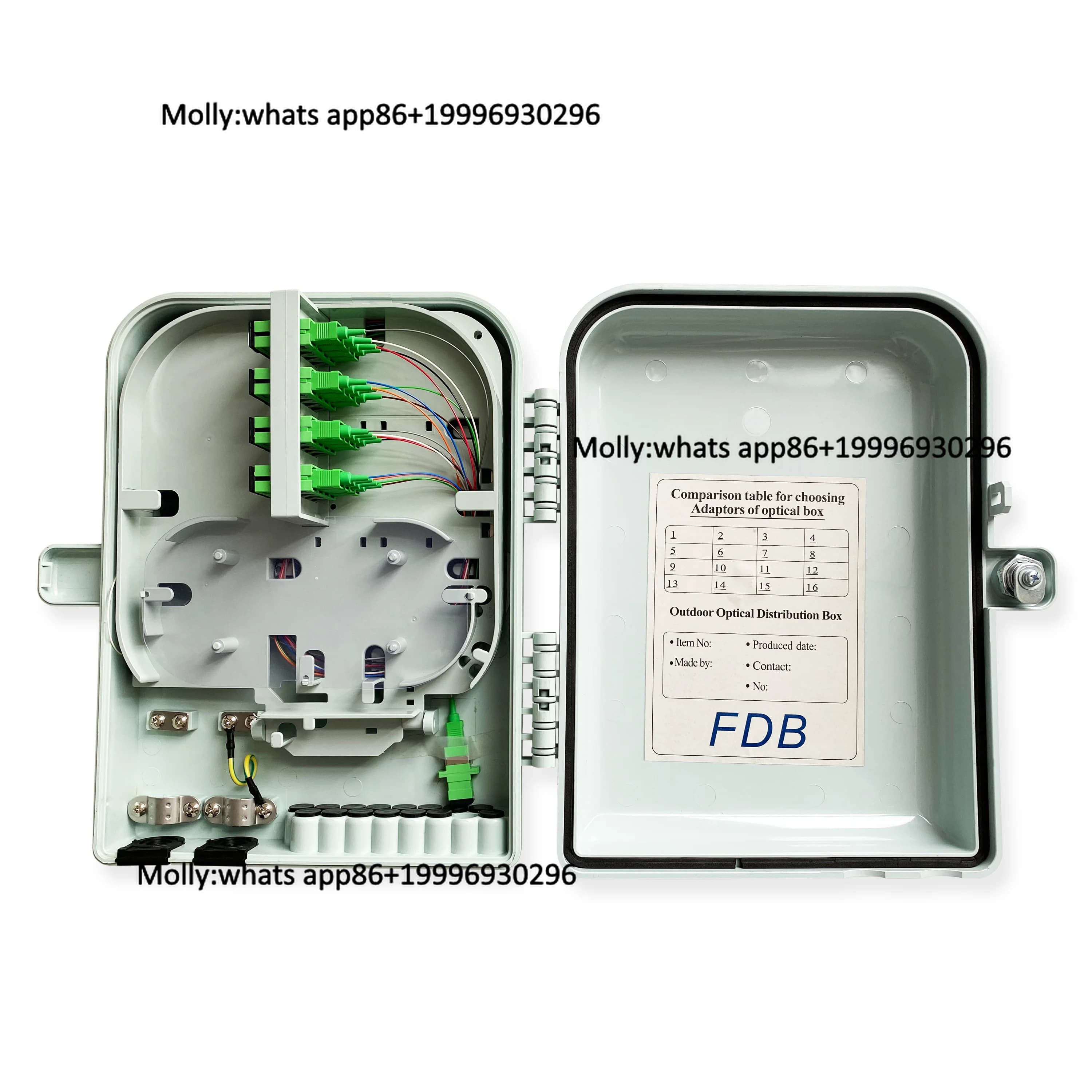 16 Core Optic Fiber Distribution Box PC 8 Ports White Outdoor Corridor FTTH Terminal Box