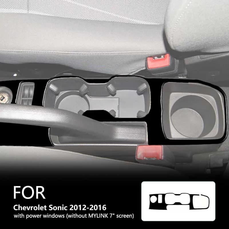 For Chevrolet Sonic 2012-2016 Center Console Cup Holder Brand New ABS Gloss Black Safeguard Sticker Car Interior Accessories