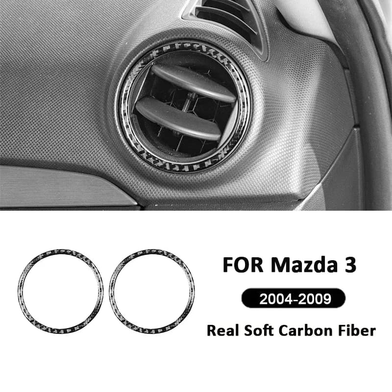 For Mazda 3 2004-2009 Accessories Carbon Fiber Car Instrument Panel Left Right Air Outlet Vent Ring Frame Decoration Sticker