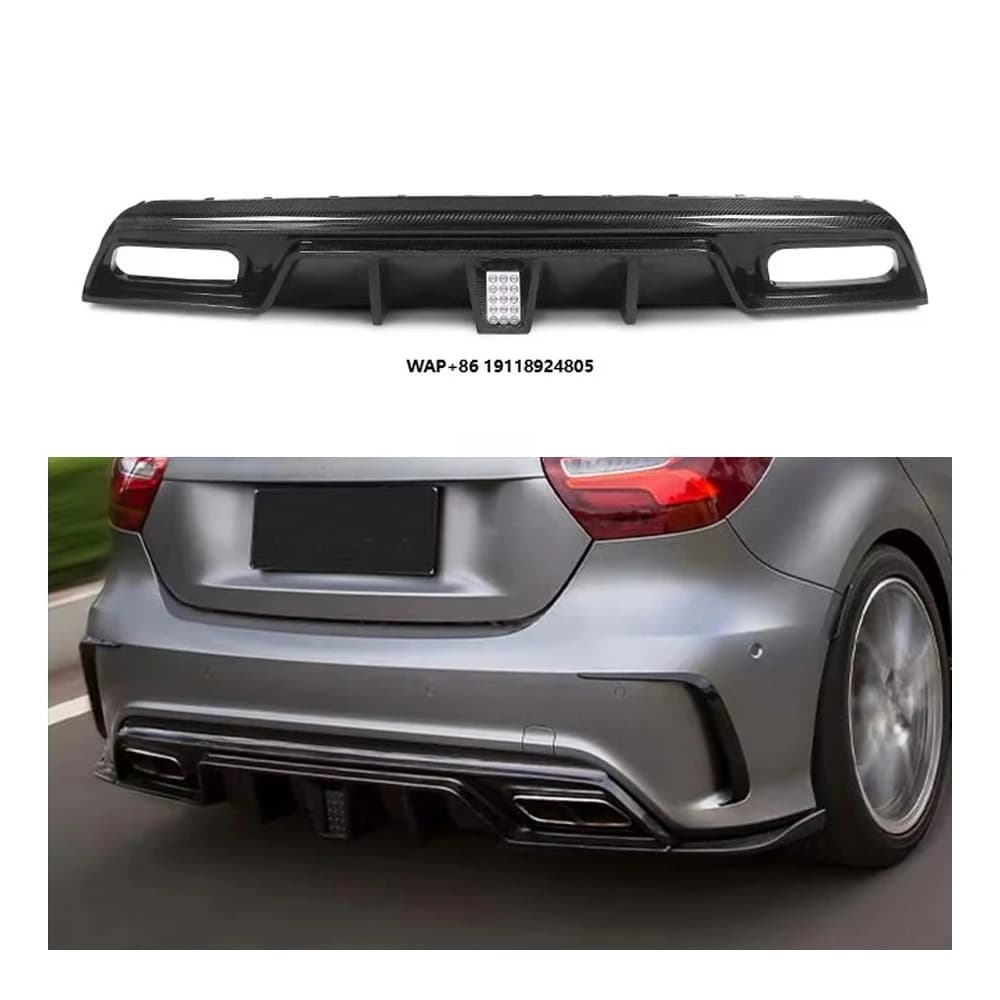 Carbon Fiber Body Kit Rear Diffuser Bumper Lip Spoiler Splitter for  Benz A200 Sport A260 A45 W176 2013 - 2018