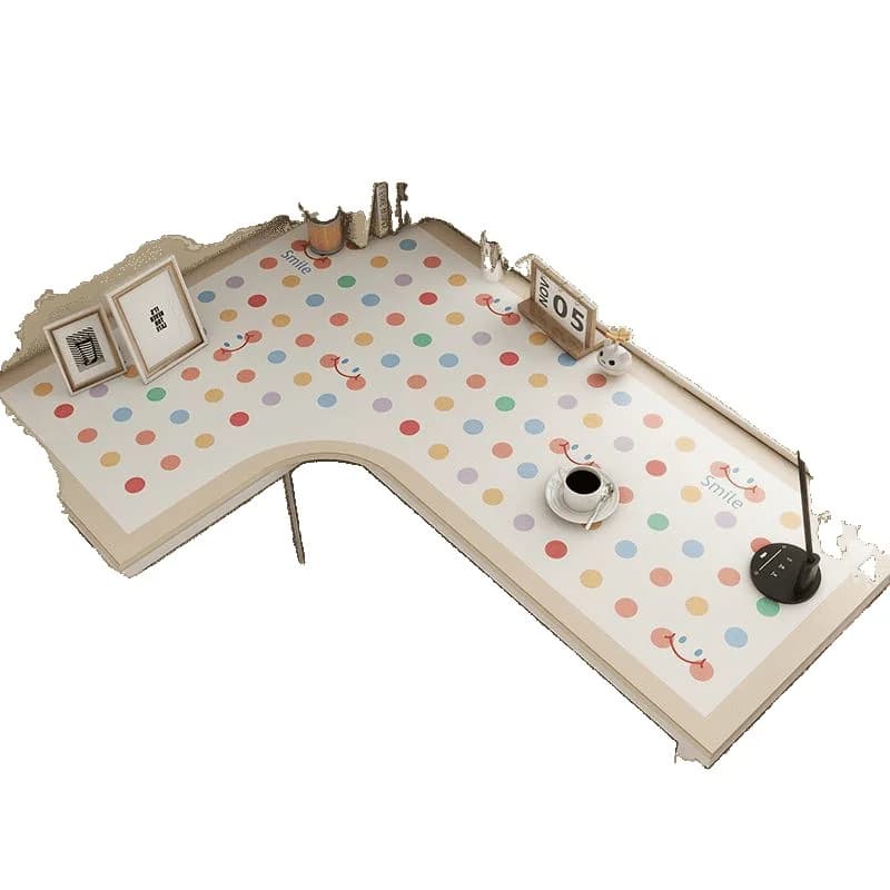 Corner desk table mat L-shaped curved corner writing desk tablecloth