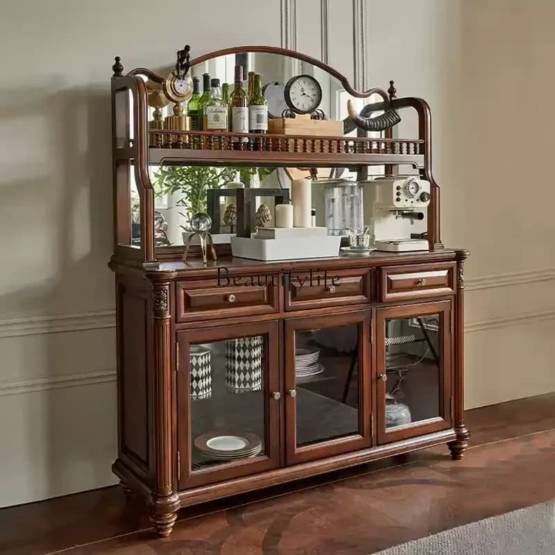 FGAmerican Country Luxury Vintage Mahogany Full Solid Wood Side Cabinet Locker