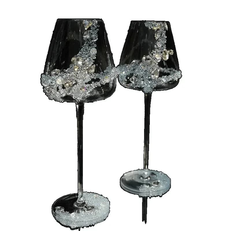 Bow goblet high-value wedding toast cup, a pair of creative niche champagne glasses, red wine glasses, wedding gifts