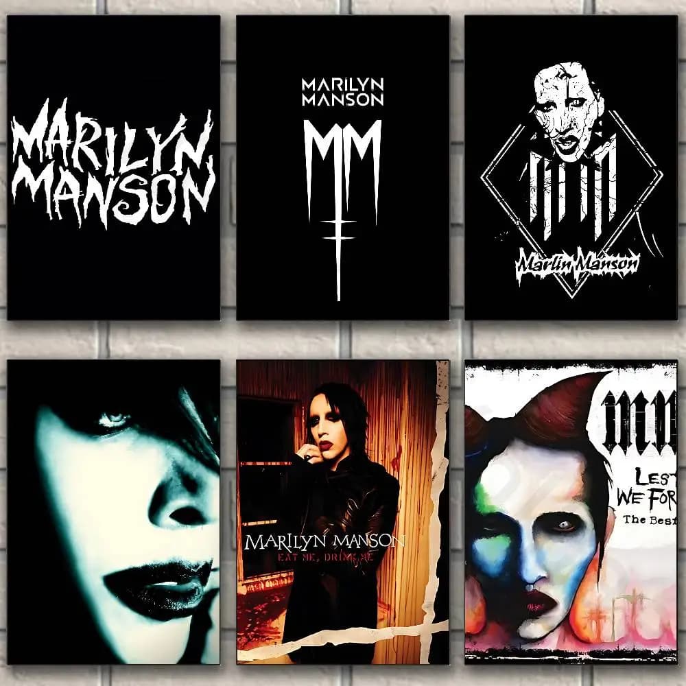 M-Marilyn Singer Manson Classic Wall Art, Canvas Print Poster, Suitable for Home, Living Room, Room Decoration Painting