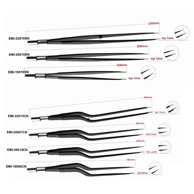 EMI Black Nylon Coated Non-Stick Bipolar Forceps with IEC Socket for Unit Leep Knife