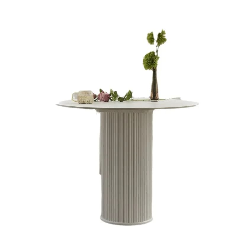 Nordic light luxury villa restaurant peninsula slate dining table, creative cylinder designer family dining table and chairs