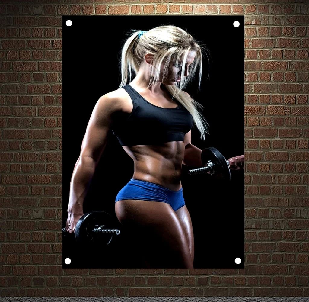 Lift Dumbbells Motivational Workout Posters Exercise Bodybuilding Banners Flags Wall Art Canvas Painting Tapestry Gym Decor D4