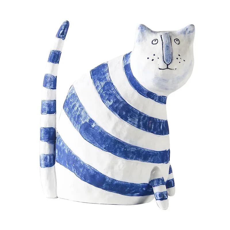 Creative cartoon cat light luxury modern ceramic desktop ornament children's study entrance decoration
