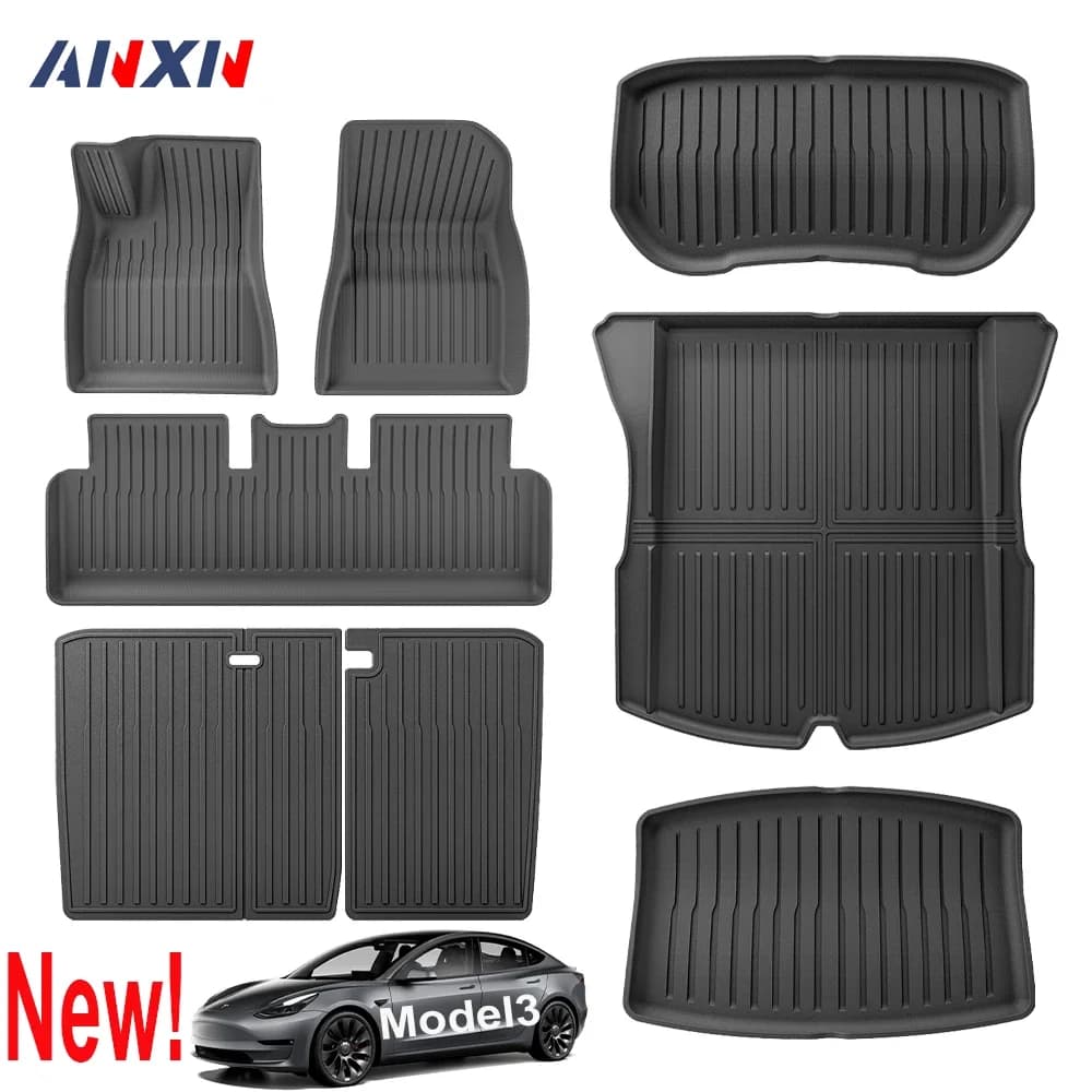 For 2024-2027 Tesla Model 3 Highland Floor Mats TPE All Weather Front Rear Cargo Liner Mat Waterproof Anti-Slip Mats Accessories