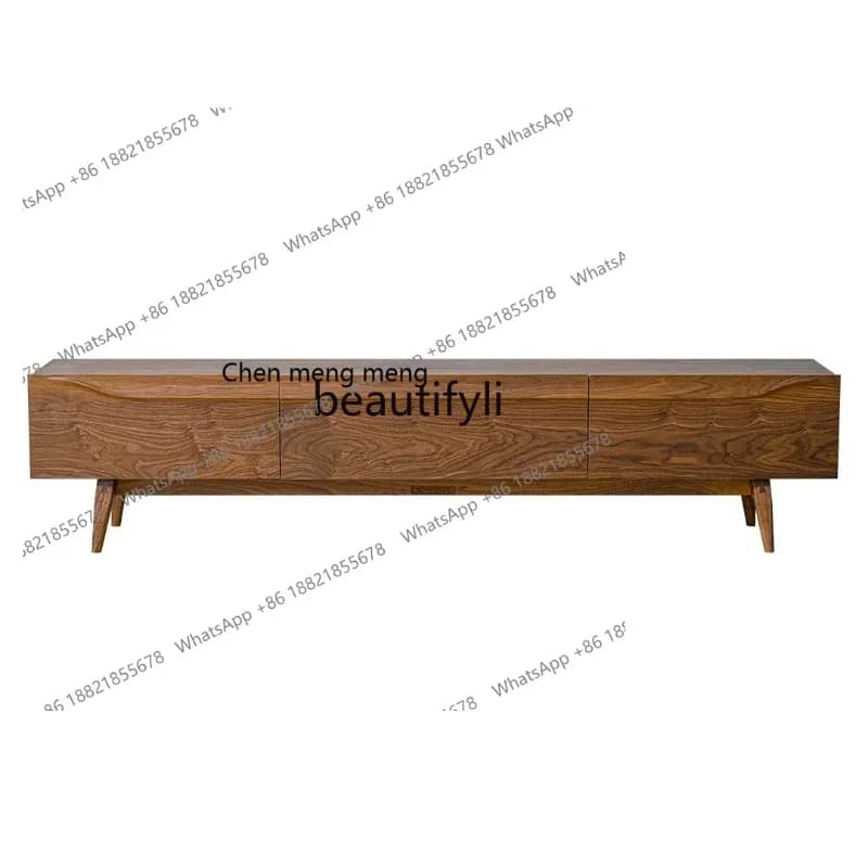 ss 8617 Original design solid wood audio-visual cabinet whole board black walnut modern simple TV cabinet