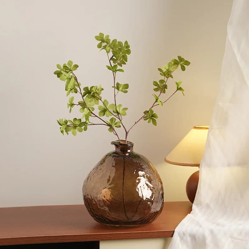 Brown Glass Vase Hydroponics Plant Pot Table Decoration Flowers Arrangement Floral Vases Room Home Aesthetic Decor Accessories