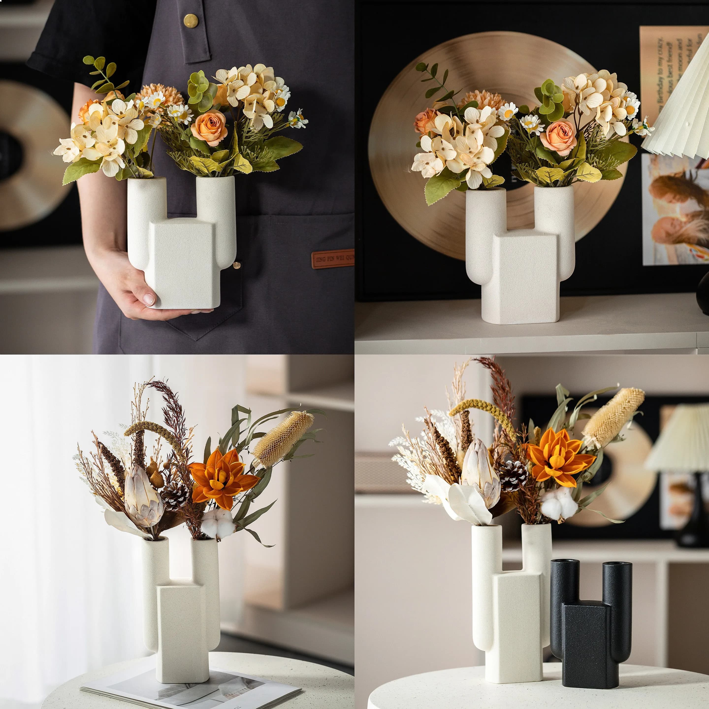 Minimalist Ceramic Vase Unglazed White Nordic Home Decoration Flower Vase Art Vase for Living Room