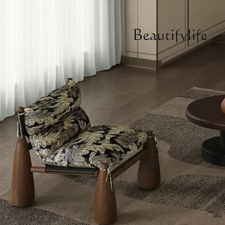 A44 KZ Medieval style solid wood designer baseball chair atmosphere sofa chair household living room striped fabric single leisu