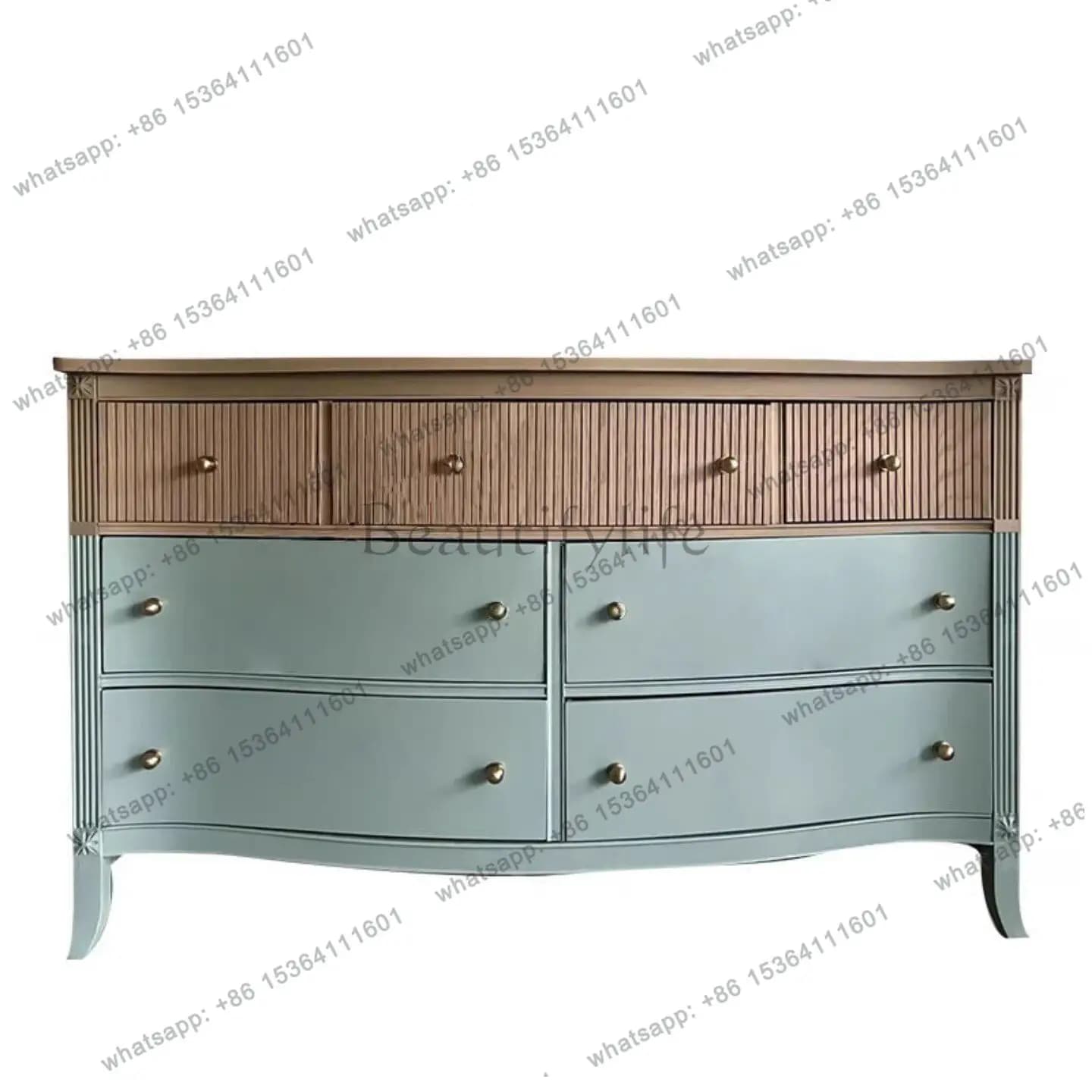FG French retro contrasting color solid wood against the wall side cabinet minimalist entrance cabinet